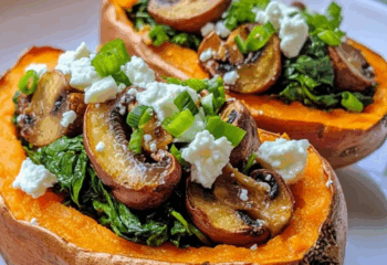 (Fresh) Sweet Potato, Mushroom, Spinach, and Goat Cheese